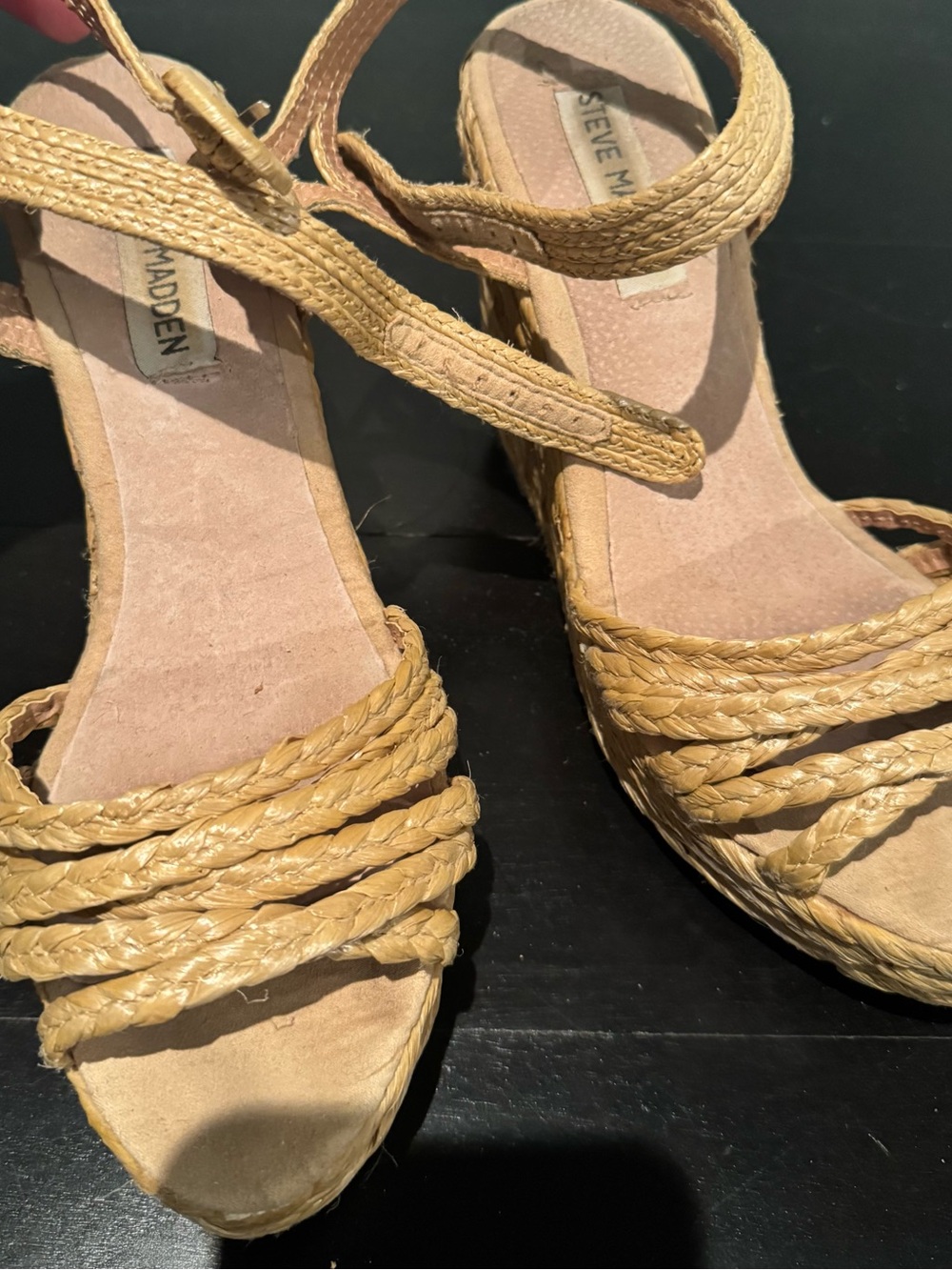 Steve Madden Rafia Braided Wedge Sandals- size 8.5